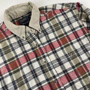 Wrangler Twenty X Button Up Shirt Men’s L Plaid Long Sleeve Linen Cotton Blend